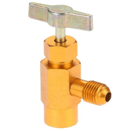 R134A Self-Sealing Can Tap, 1/2" Female RH Thread x 1/4" SAE Male Connector